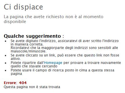 Ci dispiace La pagina che avete richiesto non è al momento disponibile